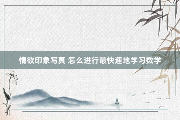 情欲印象写真 怎么进行最快速地学习数学