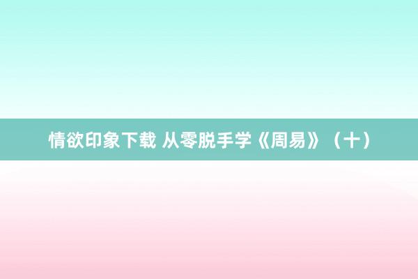 情欲印象下载 从零脱手学《周易》（十）