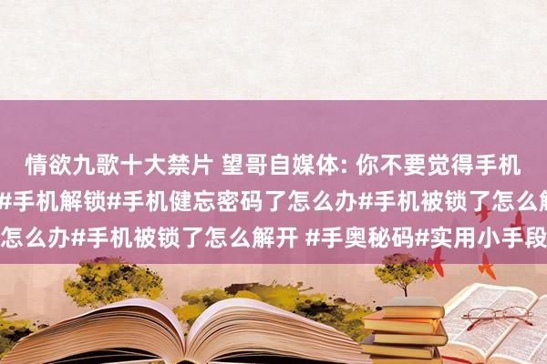 情欲九歌十大禁片 望哥自媒体: 你不要觉得手机成立了密码就安全了。#手机解锁#手机健忘密码了怎么办#手机被锁了怎么解开 #手奥秘码#实用小手段